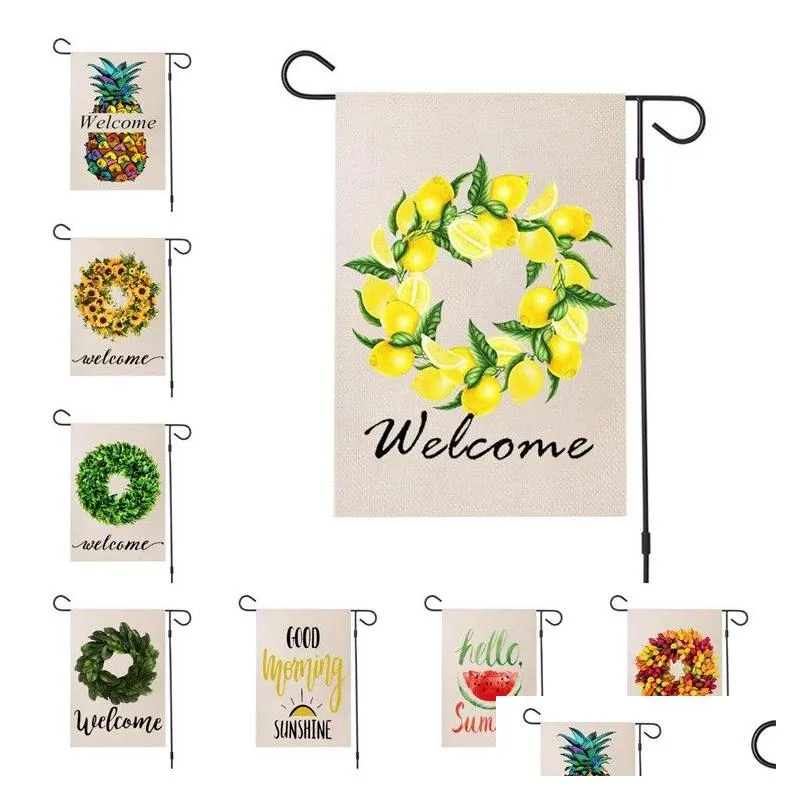 Banner Flags Garden Flag Sign Summer Welcome Yard Outdoor Party Pineapple Decoration 47X32Cm 50Pcs T2I51434 Drop Delivery Home Festi Dh8Mr