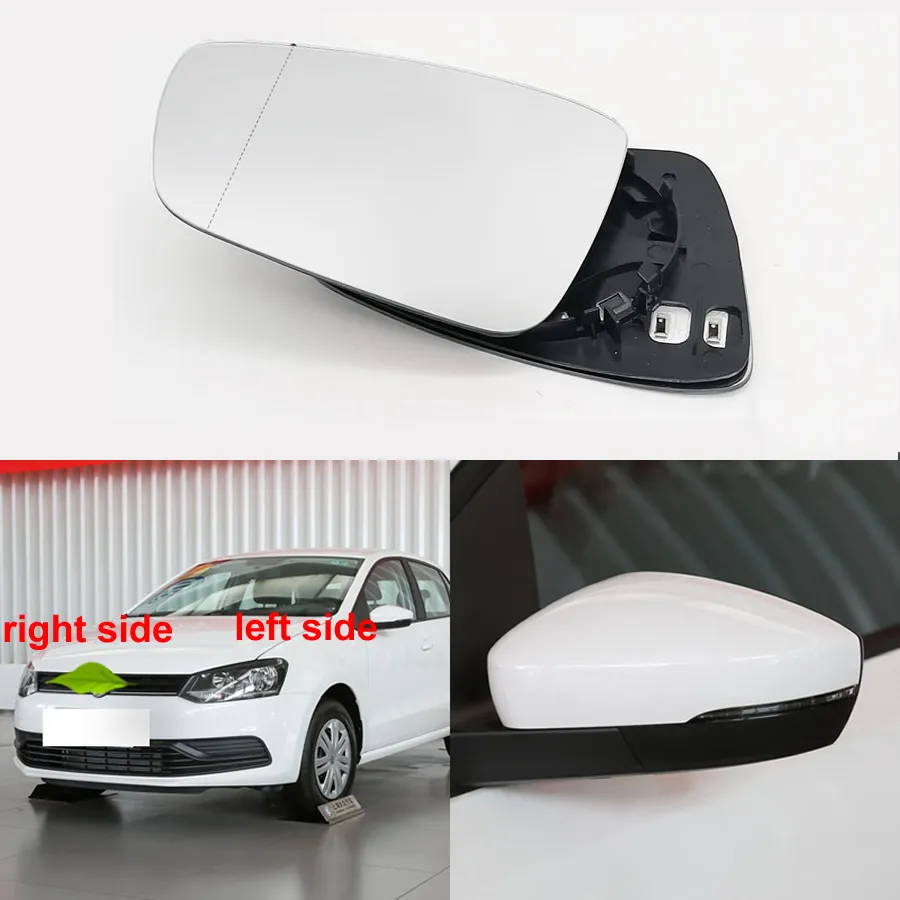 Para Volkswagen VW Polo 2014 2015 2016 2017 2018 espejos laterales de coche lente de espejo retrovisor vidrio blanco con función de calefacción 1 Uds