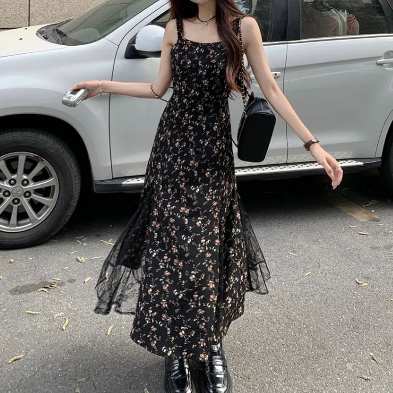 slim fit dress slacks Elegant Korean Chiffon Floral Dress main image 0