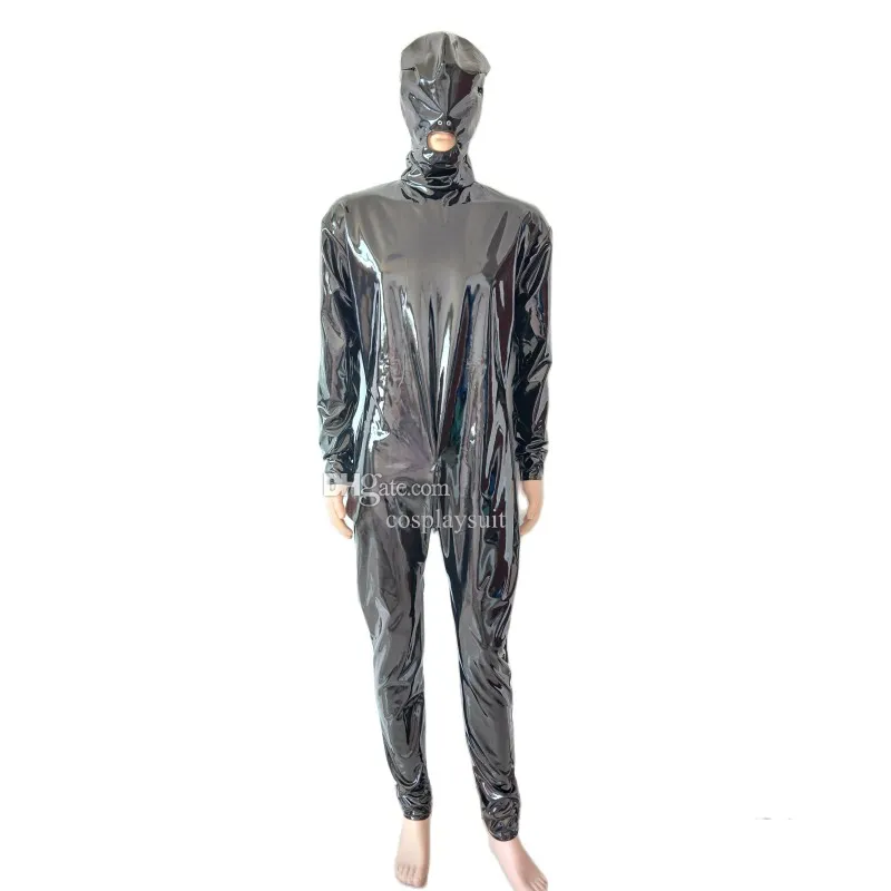 Save Big on Bulk Fake Leather Catsuit Black PVC Faux Leather Jumpsuit  Cosplay Costumes Catsuit Clubwear Party Bodysuit Back Ways Zipper  Removable