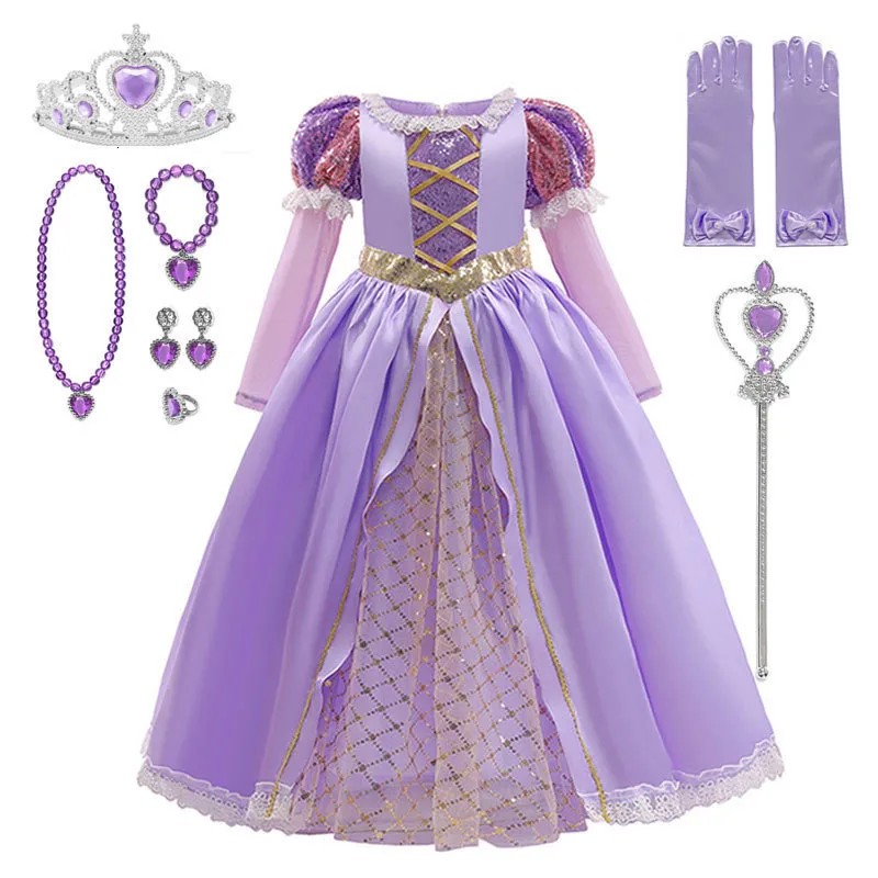 Rapunzel Prinzessinnen-Kostüm Für Mädchen - Disney Cosplay Kleid Für Halloween & Geburtstagsparty