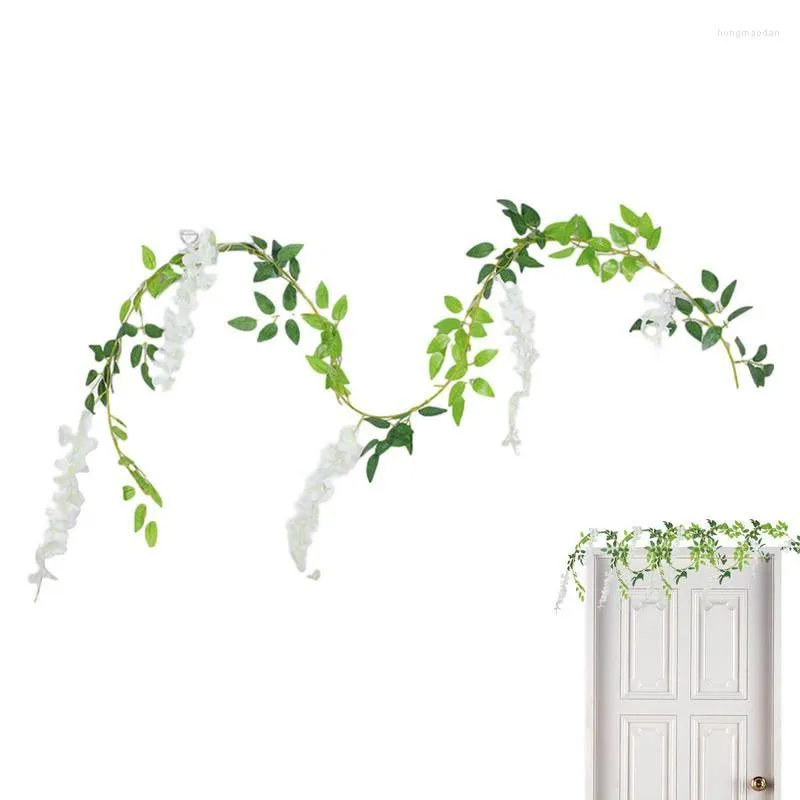 Fleurs décoratives Wisterias Garland Flower Mur Vines avec 1,8 m de soie faux pour le mariage de chambre et toile de fond de cérémonie