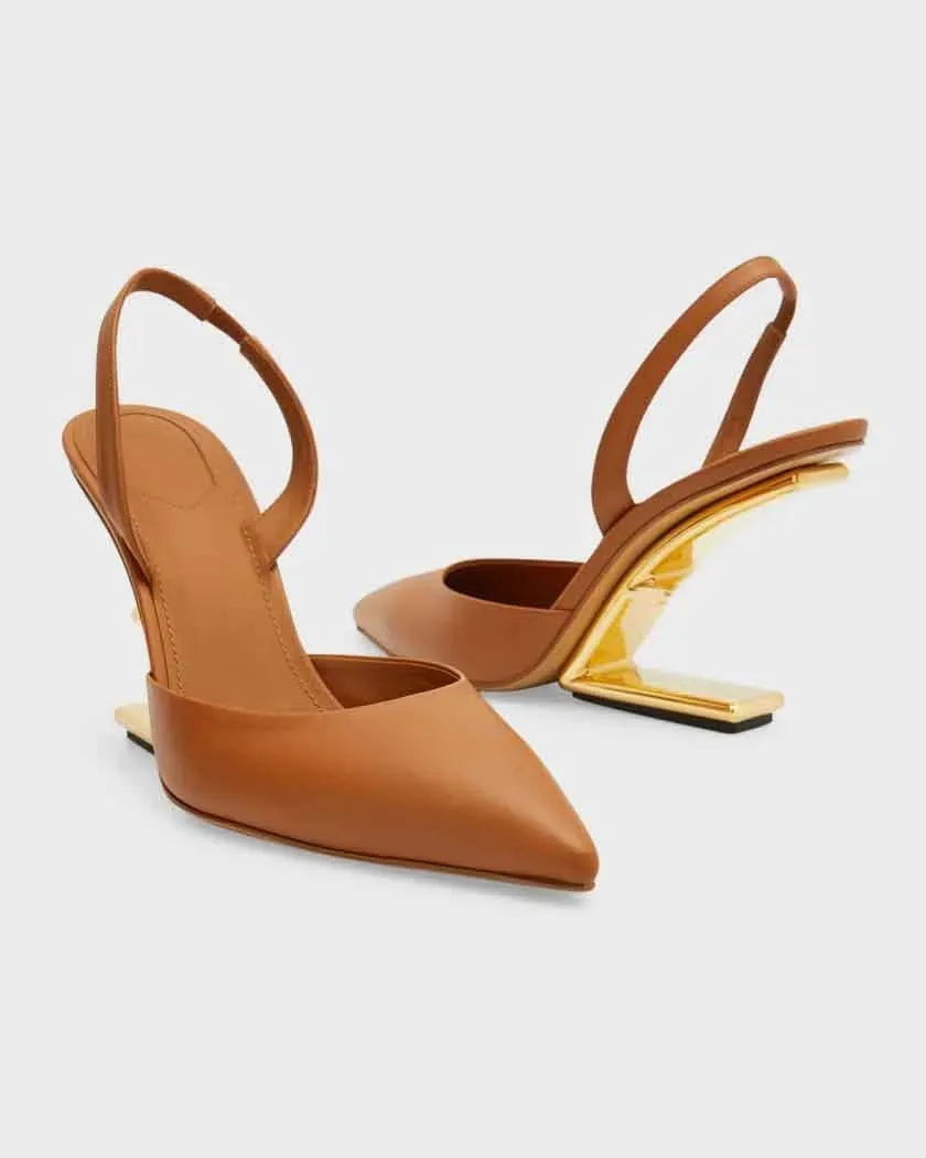 Vrouwen kleden pomp sandaal luxe merk hoge hakken puntige teen eerste 95 mm schapenvacht lederen slingback pompen zwart naakt witte sling terug 35-42