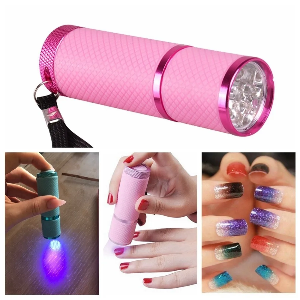 Nageltorkar Mini UV LED-ljus UV LED-lampa Nageltorkare för Gel Nails 9 LED-ficklampa Bärbarhet Nageltorkmaskin Nail Art Tools UV-ljus 230706