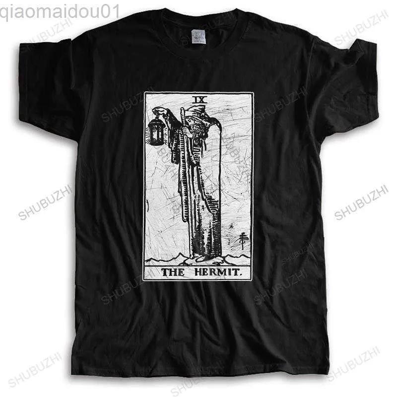 Erkekler Tişörtleri Hermit Tarot Kart T-Shirt Binbaşı Arcana Fortune Erkekler İçin Gizli T Shirt Anlatıyor% 100 Pamuklu Tees Kısa Kollu Üstler Hediye Merch L230707