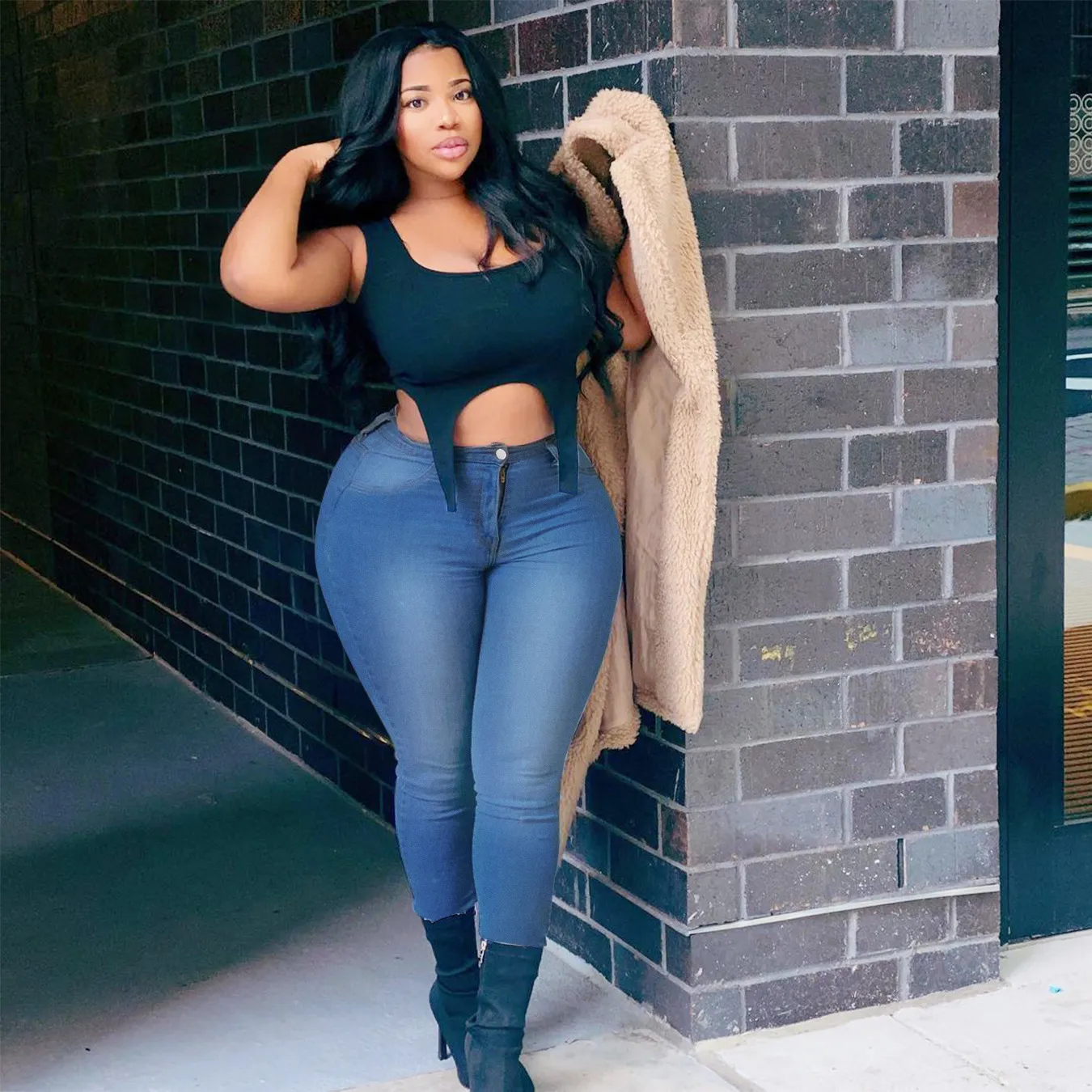 Women Plus Size Casual Button Design Solid Pants