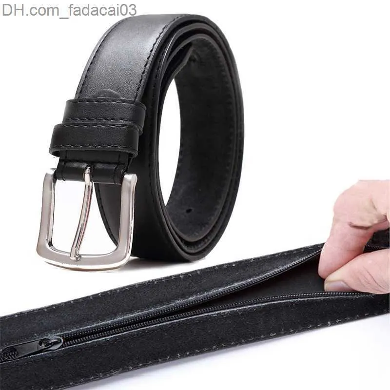 Belts Travel cash antitheft belt waist bag for men portable PU material zipper pin buckle for women outdoor hidden money belt Z230707