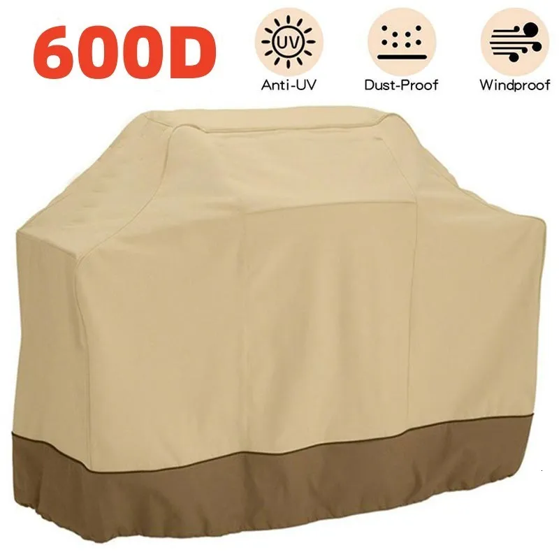 Outils de barbecue Accessoires 600D Oxford Cloth Barbeque Cover Waterproof Rain Protective Weber Heavy Duty Grill Outdoor UV Resistant 230706