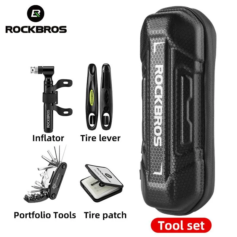 مجموعات أدوات Rockbros Rockbros مجموعة مجموعة تخزين الإطارات حقيبة تخزين الدراجات الصيانة الأدوات متعددة الوظائف مع ملحقات مضخة ركوب الدراجات