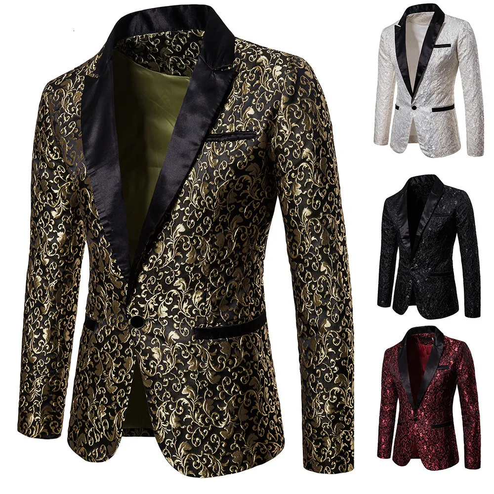 Men's Suits Blazers Men's Floral Party Dress Suit Stylish Dinner Jacket Wedding Blazer Prom Tuxedo 230706