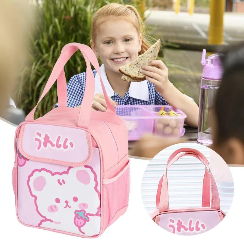 Set di stoviglie Borsa per il pranzo Tasche multiple Scatola per ragazza portatile di grande capacità Bambino con tasca per bottiglia d'acqua per borsa del ghiaccio