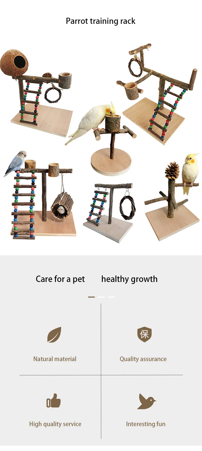 5 Stück Papageien Sitzstangen - Bunte Vogelstangen Aus Holz 20cm, Mit Quarzsand Für Krallenpflege, Inkl. Montagematerial