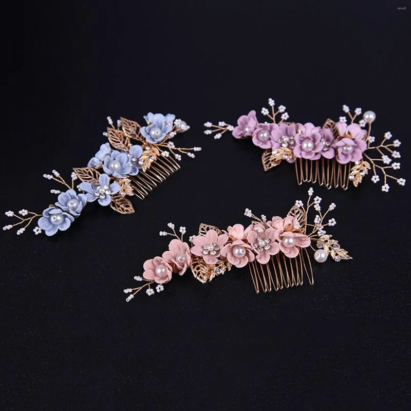 Haarspeldjes Bruid Kunstbloem Kralen Zijkam Voor Vrouwen Bruiden Pins Bruiloft Pageant Tiara Hoofdtooi Accessoires Sieraden