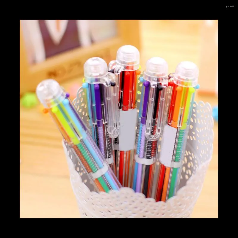 Pack balpen 6-in-1 veelkleurige intrekbare pennen 0,5 mm kleurrijke inkt meerkleurig voor school