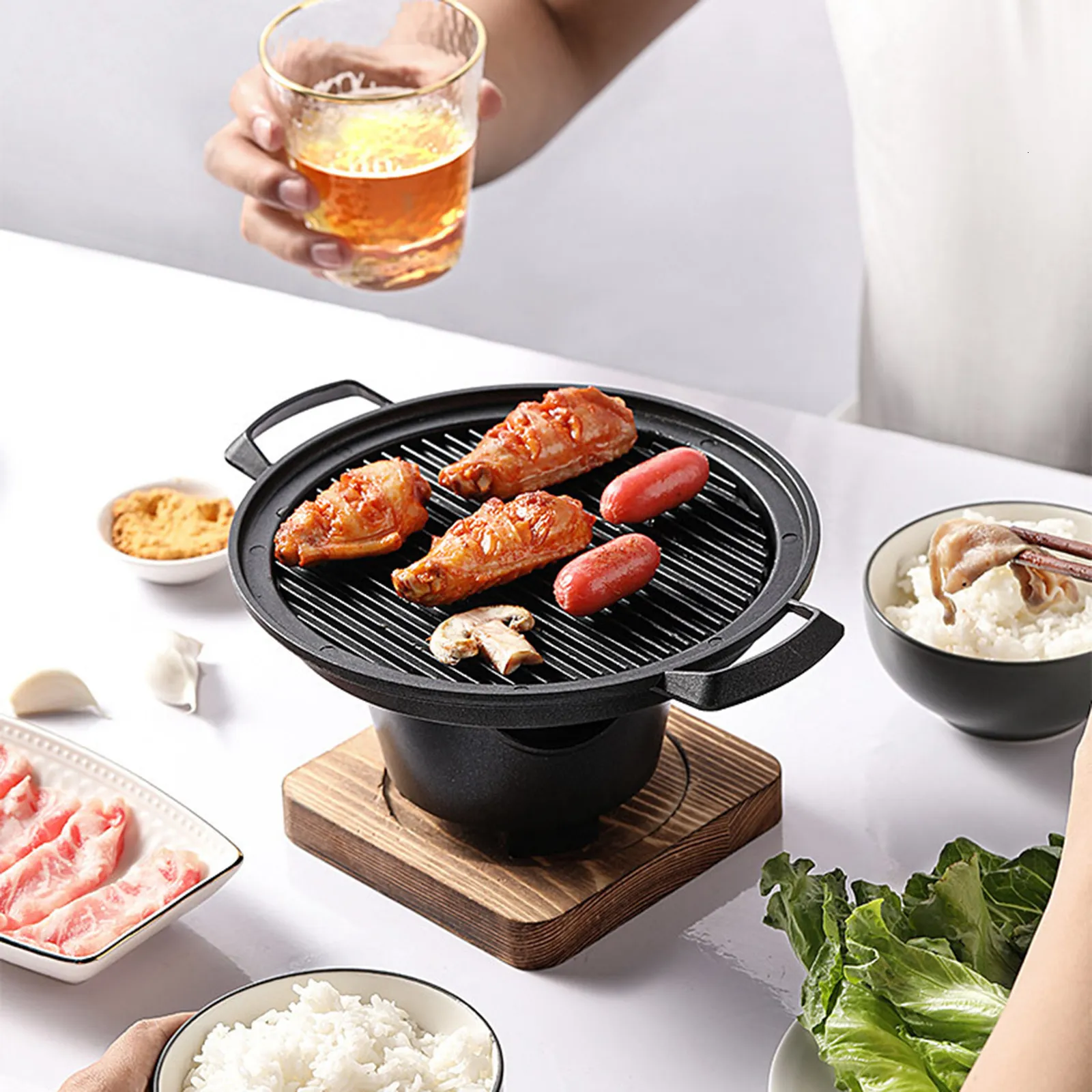 Cast Iron Japanese Tabletop Portable Grill BBQ Alcohol Stove Cast Iron Mini  Grill Roasting Pans Set - China BBQ Grill and Roasting Pan price