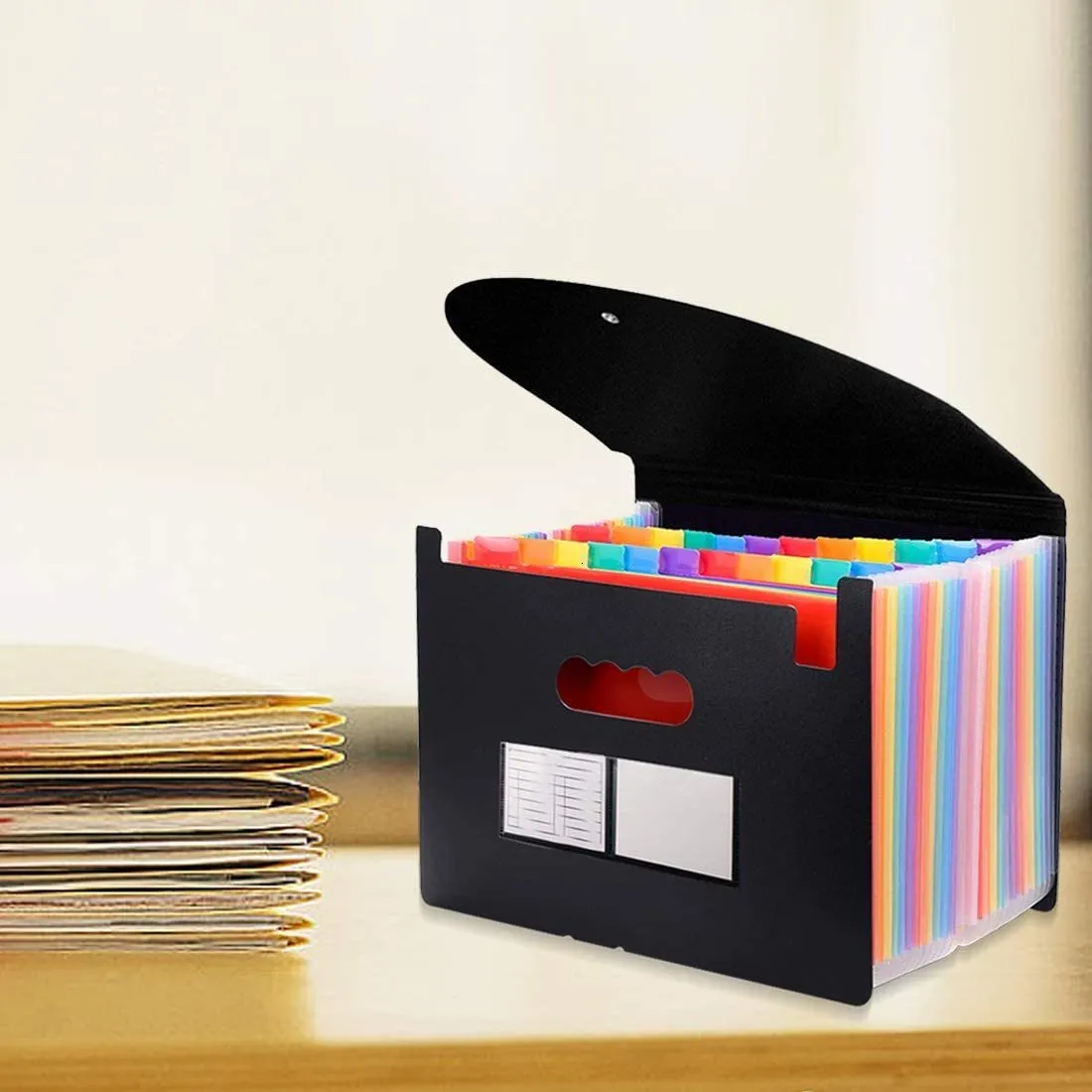 Expandable Accordion Folders Expandable File Folder Organizer 2-Pack - 8  Pocket Accordion File For A4 Documents Zipper File Box, image size:1100x1100