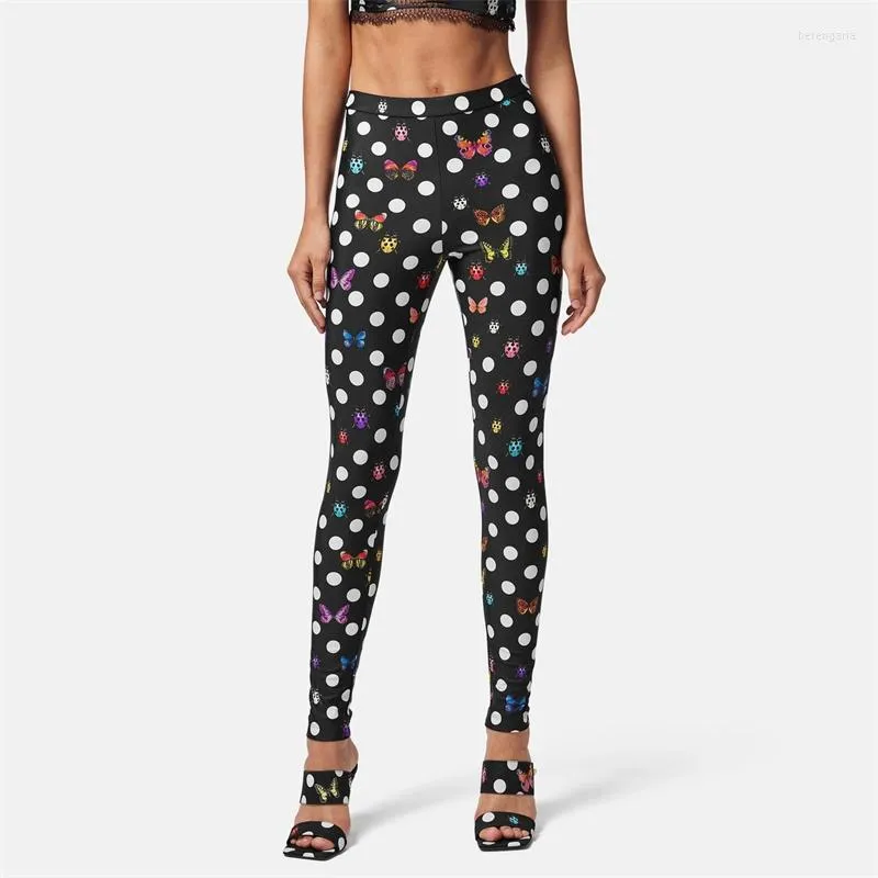 Butterfly Print Skinny Leggings, Casual High Waist Stretchy Leggings,  Women's Clothing