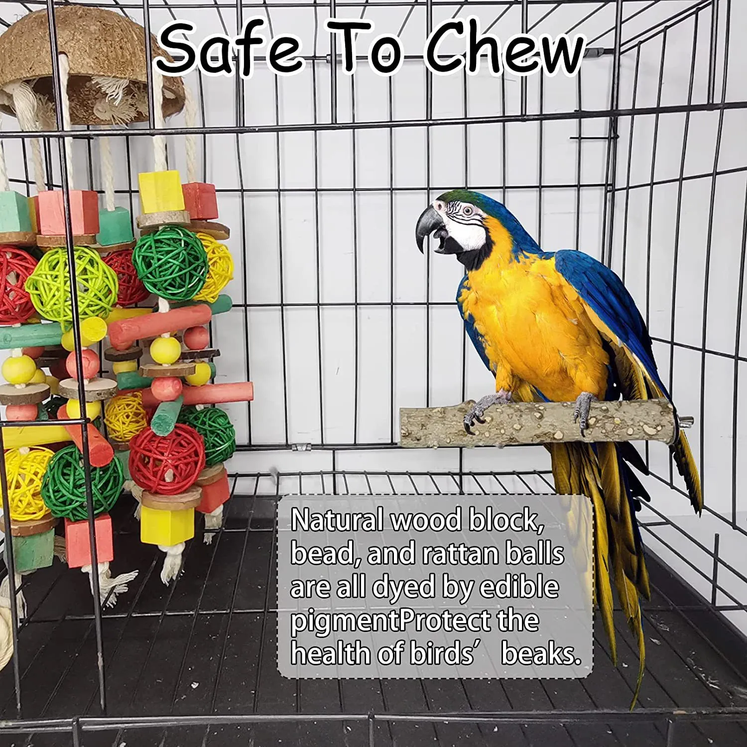 Giocattolo Da Masticare Per Pappagalli - Blocchi Di Legno Colorati Per Uccelli Medi E Grandi - Foto 12