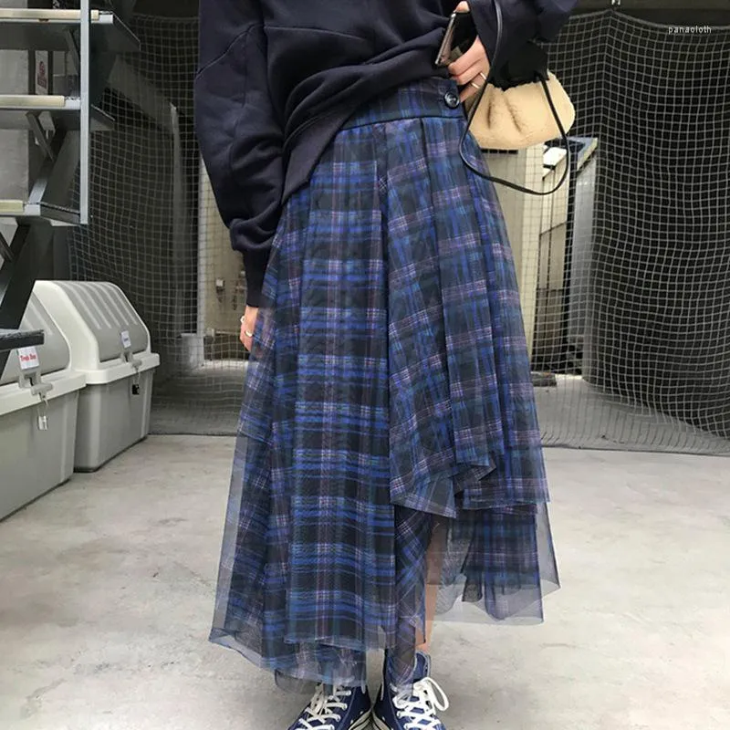 Ladies plaid maxi shop skirt