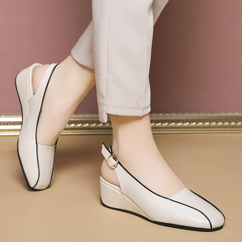 Sandals Size 35-41 Подлинная кожаная женская обувь высококачественная оксфордская бренда на повседневной обуви Мокасины дикие вождения сандалии для женщин 230707