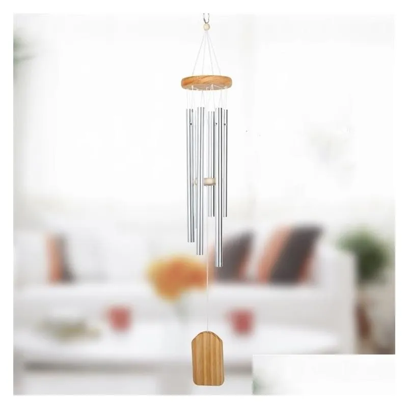 Pendants Home Pine Metal Small 6 Tube Thérifuge Nordique Nordique Pastoral Aluminium Tube Balcon Decoration Porte Gift Rising Wins Chimes Outd Dhczx