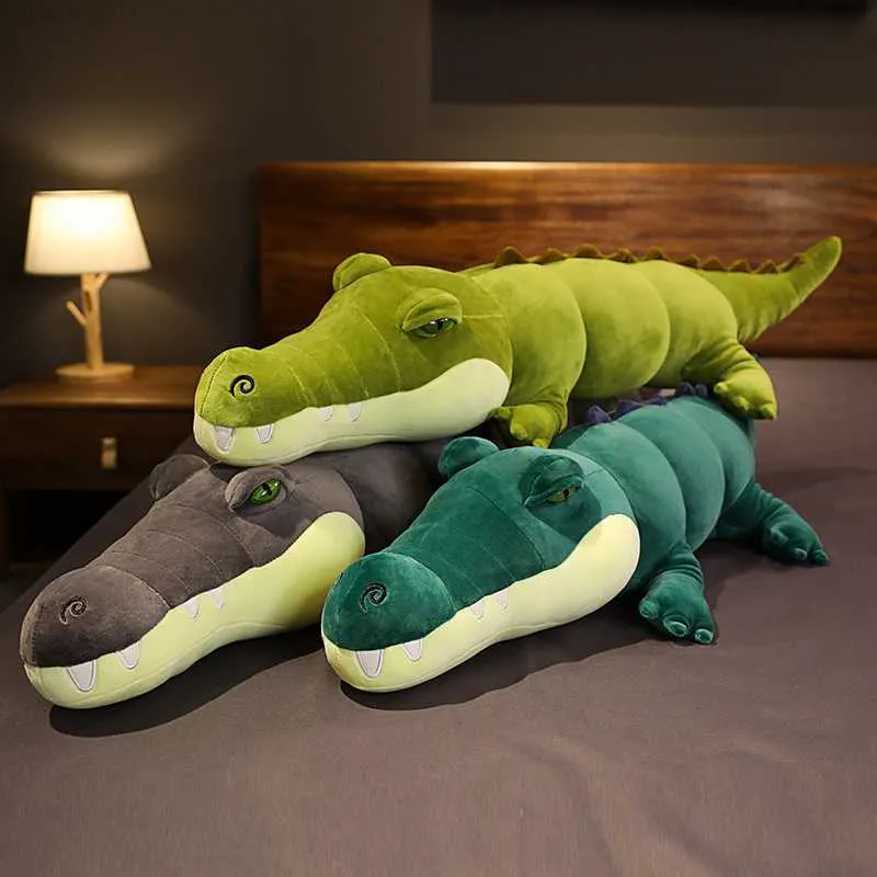 Stuffed Plush Animals 180cm Giant Real Life Stuffed Crocodile Plush Toy Simulation Animal Alligator Dolls Kawaii Creative Pillow for Children Gifts L230707