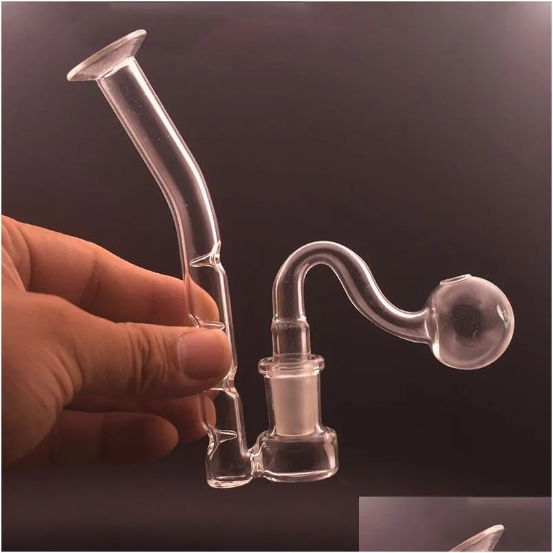 Rökrör Glas St Olja J-krok Adapter För Bong Ash Catcher Tillbehör Super Filter 14Mm Hona Tjock Pyrex Vattenrör Drop Deli Dhlas