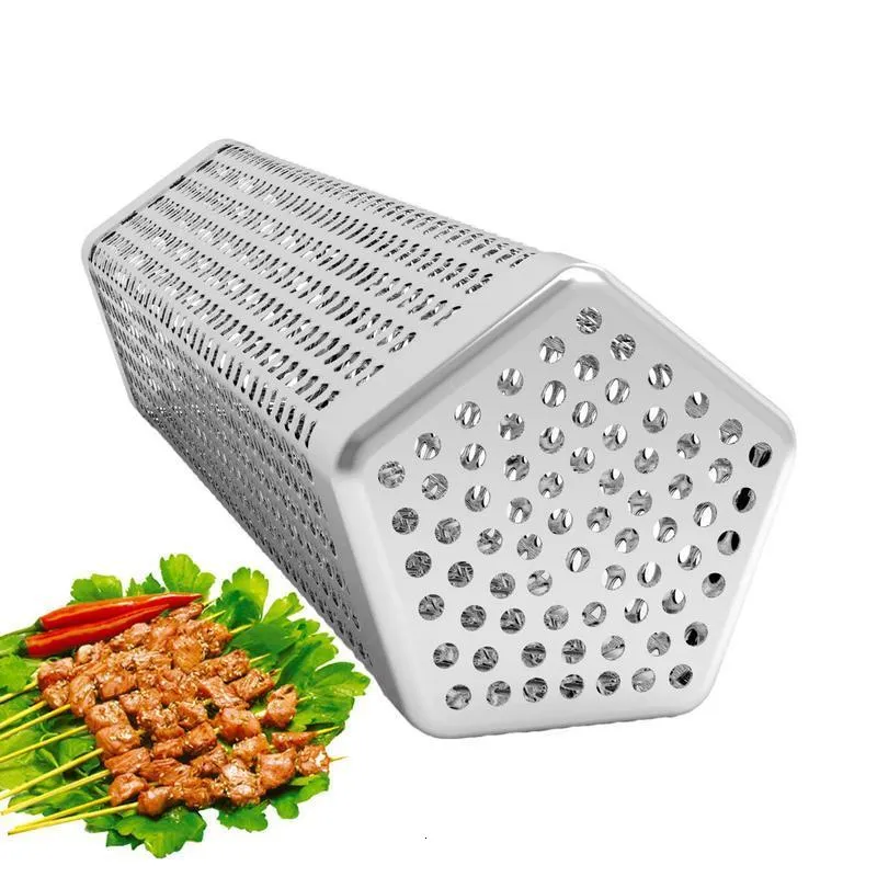 BBQ Grills Rolling Grill Basket Stainless Steel Portable Round Rotisserie Cylinder Mesh For Outdoor Camping Rac 230706