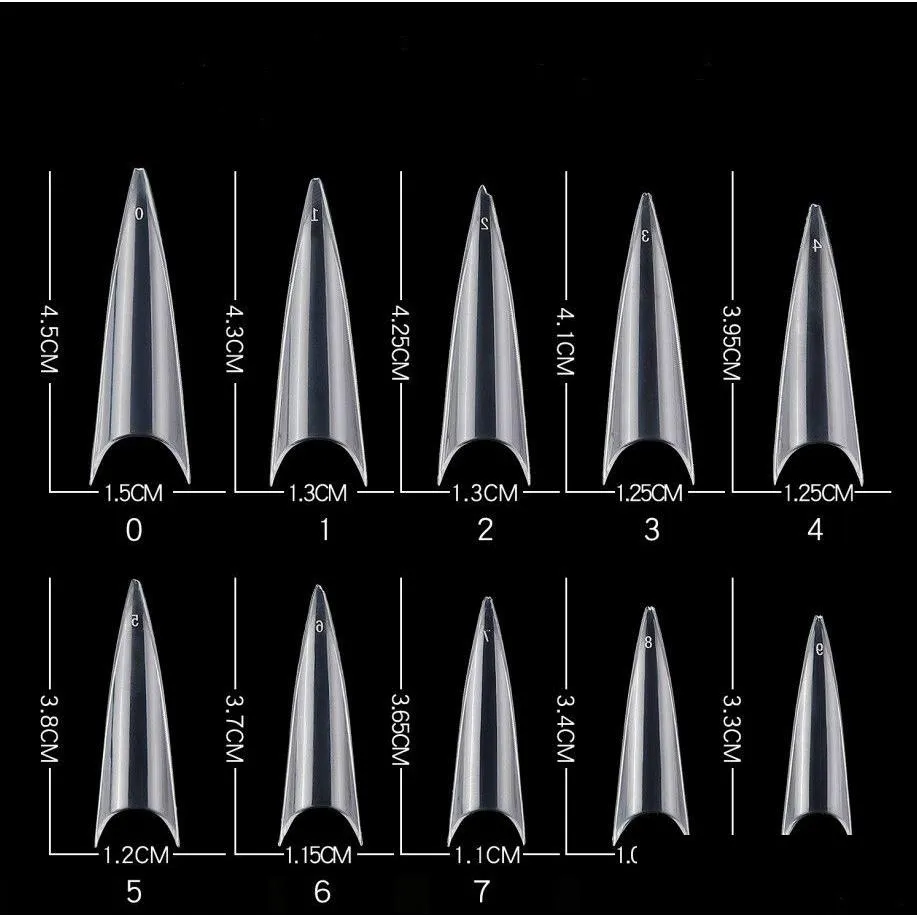 False Nails 500st/Pack Naturlig Klar Stietto Nail Tips Akryl Gen Extra Lång Fl Er Manikyr Verktyg Drop Delivery Hälsa Skönhet Konst S Dhegg