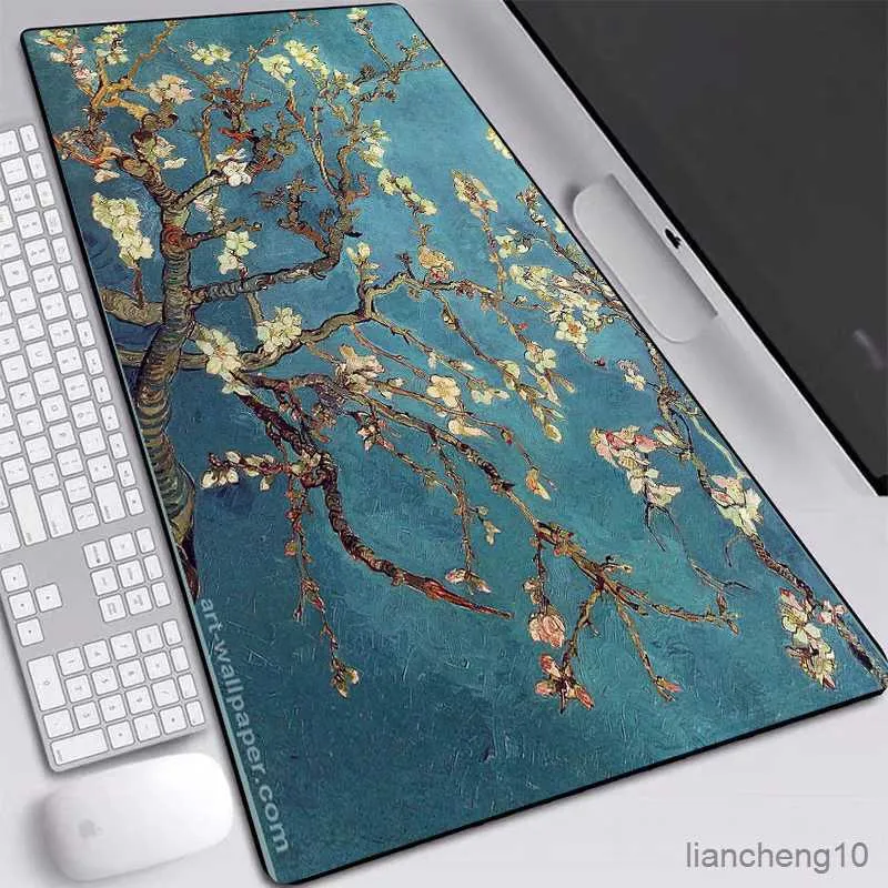 Tapis de souris Poignet Grand tapis de souris Confortable Nature Caoutchouc Motif de fleurs classiques Tapis de bureau d'ordinateur Couvrez votre main Softy pour Gamer R230707