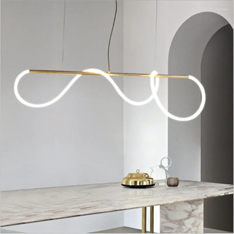 Pendant Lamps LED White Decoration Strip Chandelier Gold Luxury Postmodern Lighting Minimalist For Living Room Loft Designer