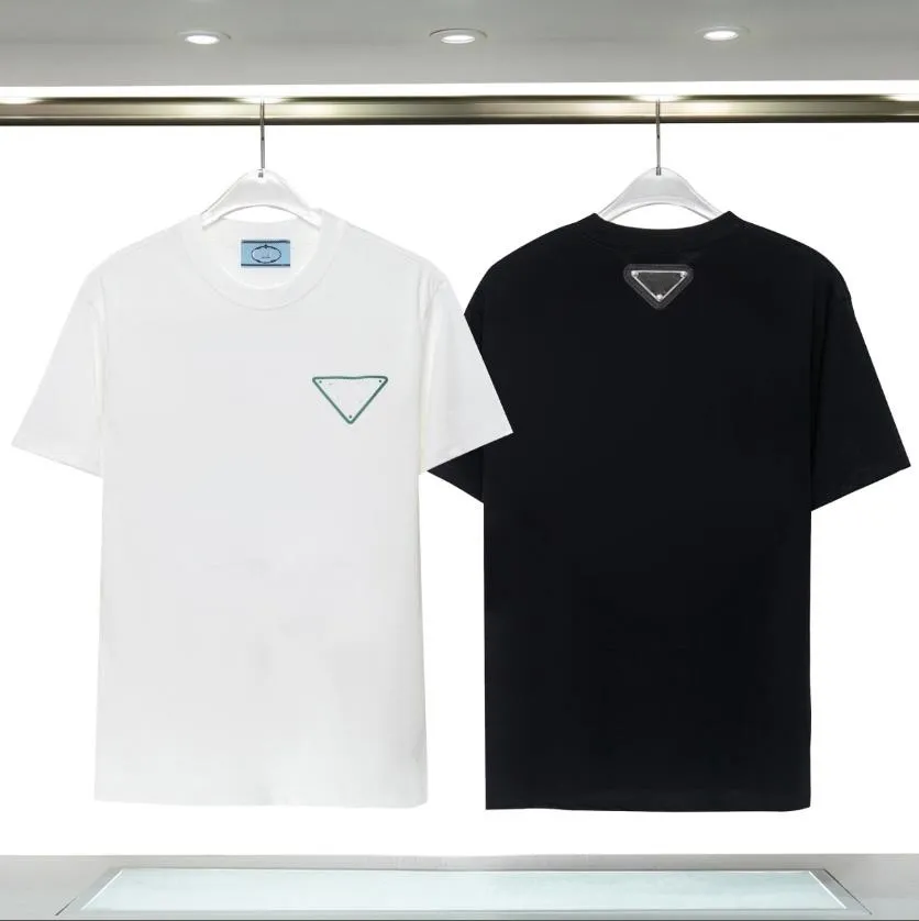 남성 디자이너 티셔츠 남자 검은 티 여성 옷 티셔츠 100% 면화 소매 가슴 삼각형 티 패션 대형 Tshirt 크기 s-xxxl