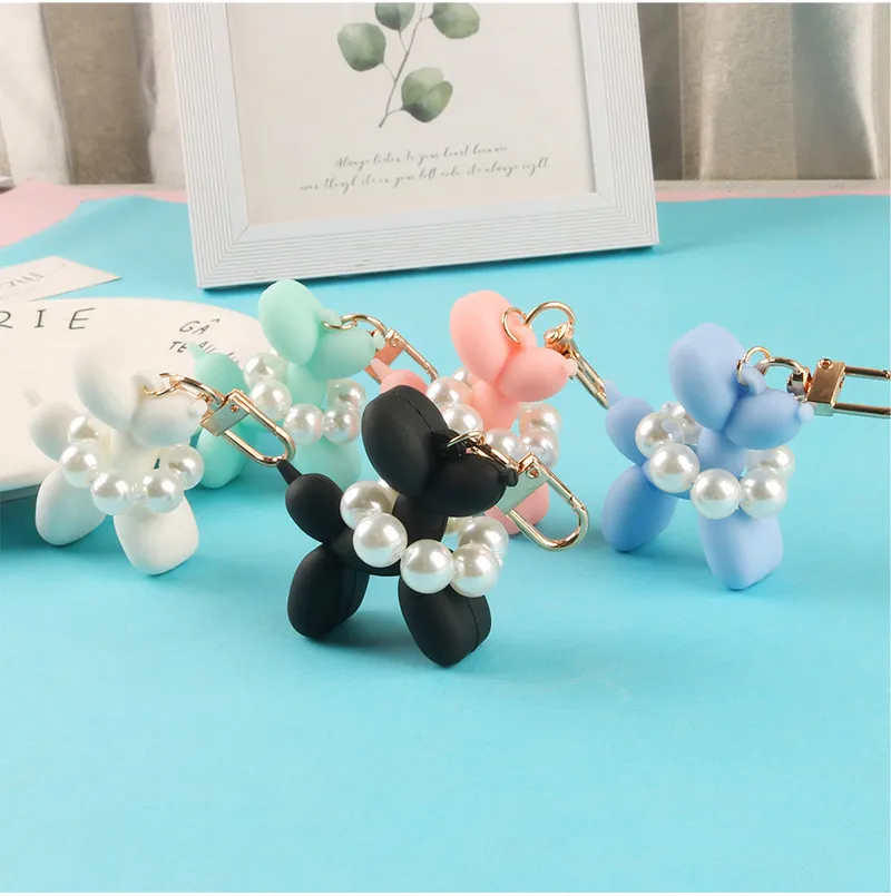 Fashion Silicone Pearl Bubble Dog Keychain Pendant Creative Cartoon Bag Car Keychain Jewelry School Bag Decoration Accessories