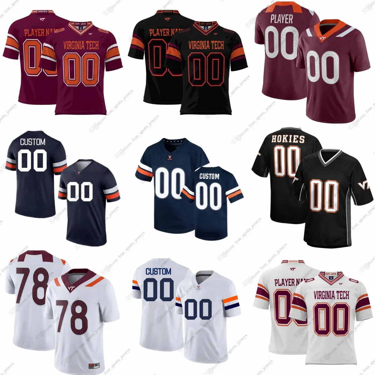 Custom NCAA Virginia Cavaliers College Footbalt Jerseys Браун Фостон Гриз Холлинс Джонс Коттер Пейс Дэвис Филдс Гибсон Старлинг Теннисон Твитти Вашингтон