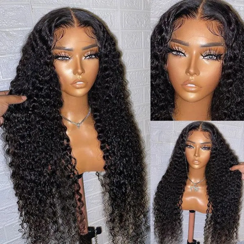13x6 Deep Wave Lace Front Wig Wet And Wavy Brazilian Human Hair Deep Curly Transparent Lace Closure Wigs For Women