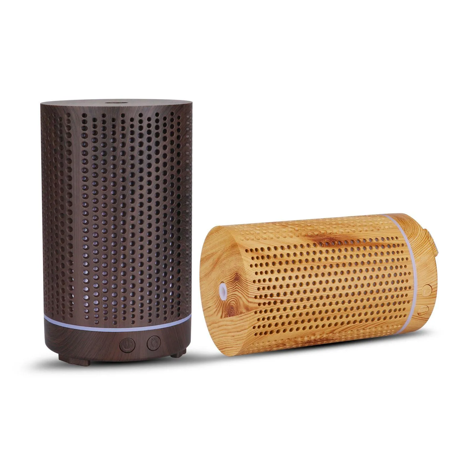 Diffusori di oli essenziali Umidificatore d'aria Trasonic da 200 ml Aromaterapia scavata Hine Diffusore di olio aromatico di grano di legno Usb con 7 colori L Dhpm0