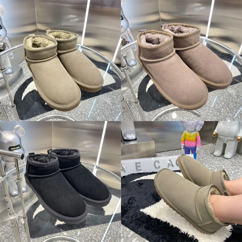 Stivali Donna Stivaletti classici con mini piattaforma Stivali da neve in pelliccia ultra opaca Pelle scamosciata Misto lana Comfort Stivaletti alla caviglia firmati invernali Taglia 35-40