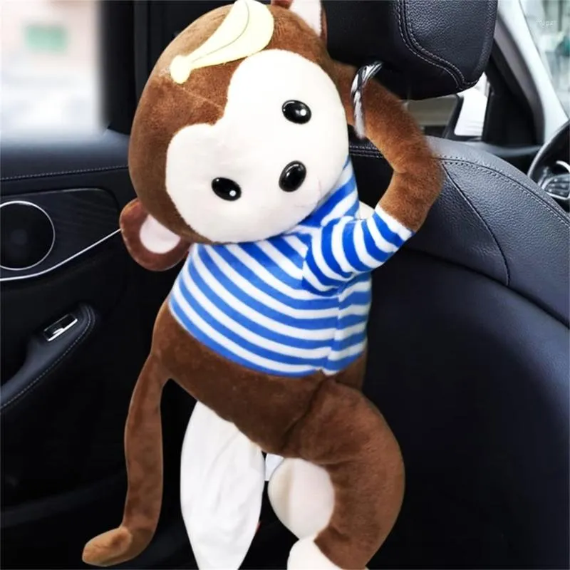 Cute Cartoon Monkey Car Tissue Box Portable Cute Plush Car Tissue