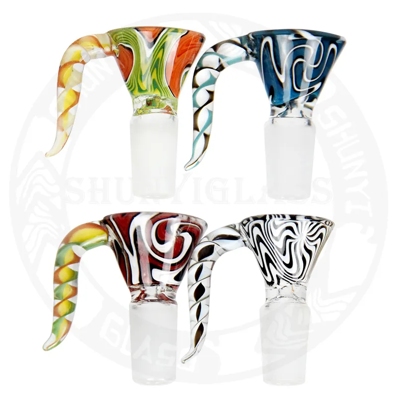 American Color Rod 14mm glass bowl hookah Male Joint Handle Beautiful Slide bowl smoking Accessories For Bongs Water Pipe