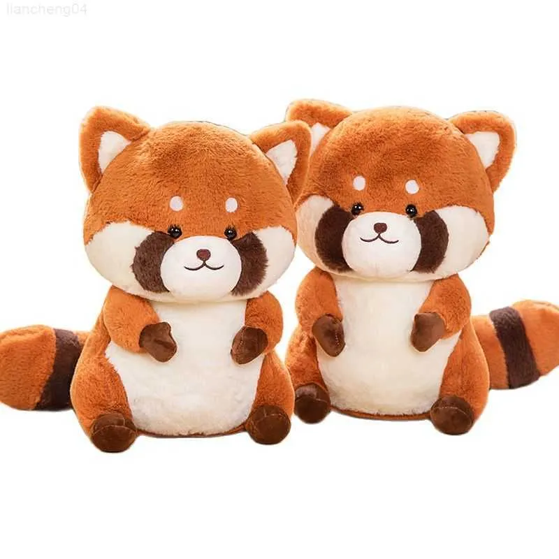 Animali di peluche ripieni Kawaii Procione Morbido peluche di qualità Anime Baby Play Toys Creativo Panda rosso Peluche Divano Decor Regalo di compleanno Bambola di Natale Anime L230707