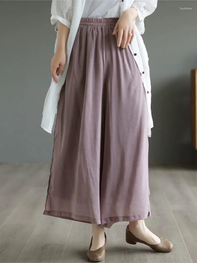 Pantaloni da donna Tian Si Wide Leg 2023 Pantaloni casual a doppio strato con vestibilità ampia