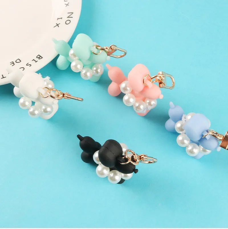 Fashion Silicone Pearl Bubble Dog Keychain Pendant Creative Cartoon Bag Car Keychain Jewelry School Bag Decoration Accessories