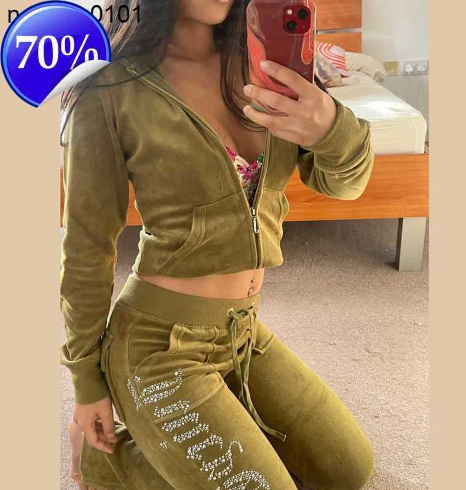 Juicy Apple Women's Tracksuits 2023 Summer Brand Sewing 2 piece sets Velvet Tracksuits Velour Women Track Suit Hoodies And Pants Met fdsa