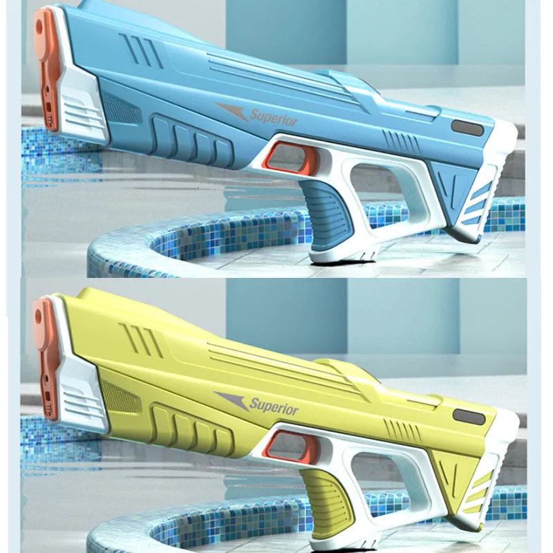 Оружейные игрушки Электрический водяной пистолет автоматический индукционный вода, поглощающая супер -бластерные взрыва для воды для детей летние пляжные игрушки для развлечений 230707