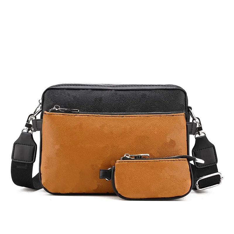 3 Piece Set Leather Shoulder Bag With Purse Wallet Clutch black grey cross body bag Luxury Designer Bags fashion black colors messenger bags handbag for men briefcase