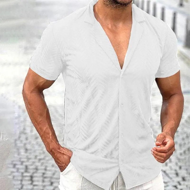 Camicie casual da uomo Abbigliamento outdoor da uomo Camicia da bavero a maniche corte stile tinta unita moda estiva