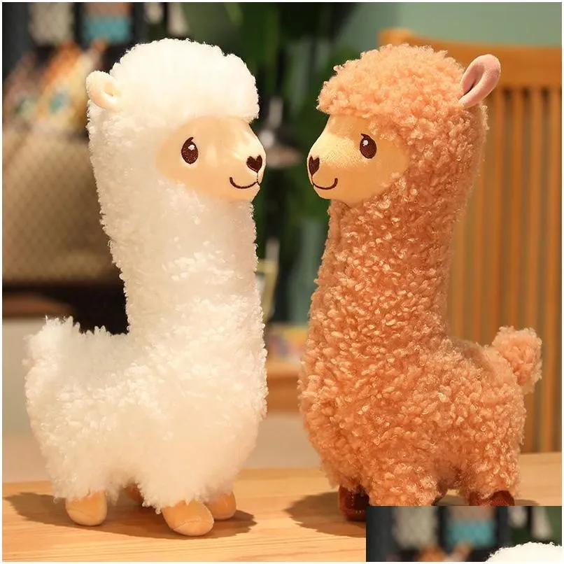 Wypchane zwierzęta pluszowe 33 cm śliczne alpaki zabawka lalka alpaki poduszki zabawki lalki upuść prezenty dostawy Dhzna