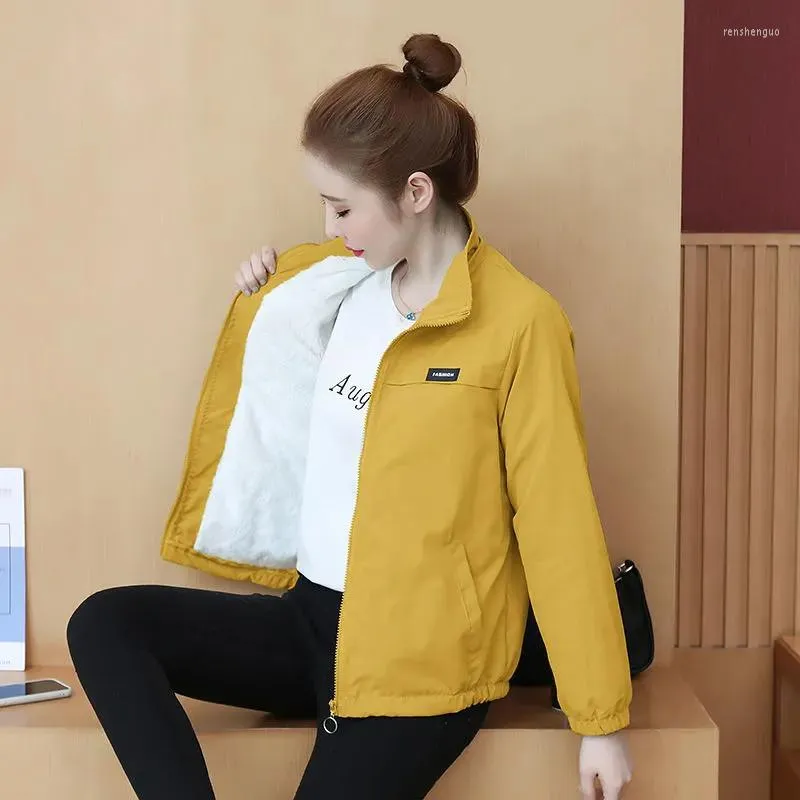 Jaquetas femininas 2023 primavera outono amarelo lã curta feminina manga longa uniforme de beisebol jaqueta com zíper bomber outwear Q131