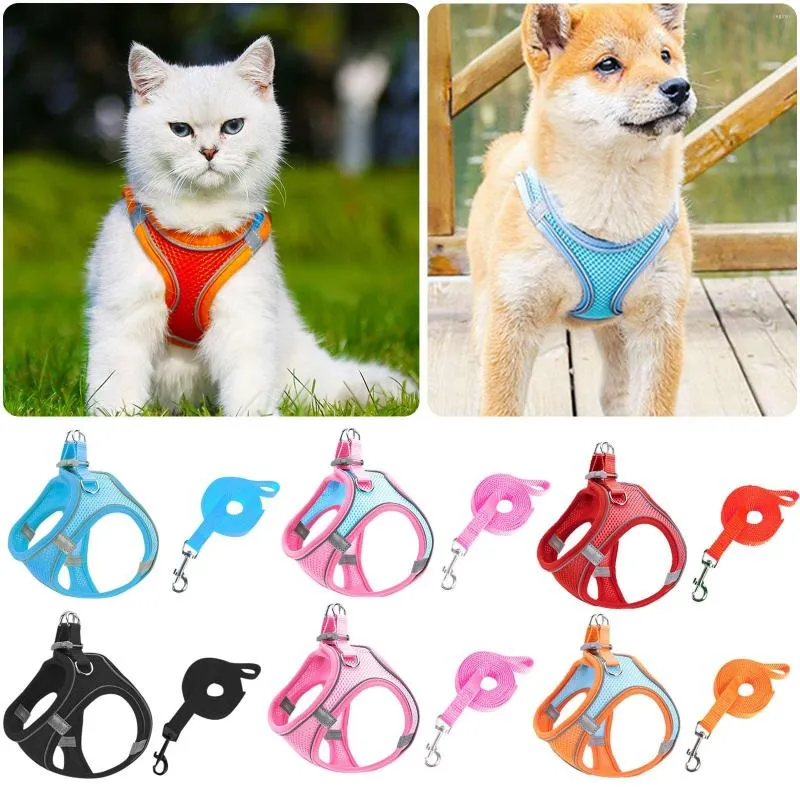 Dog Collars Soft Small Harness And Leash Set Step In Air Mesh Puppy Easy To Walk Vest Adjustable Reflective