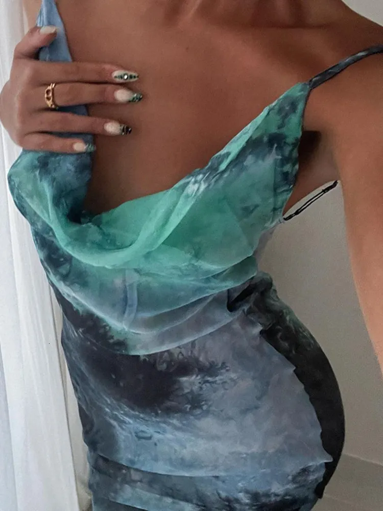 JULISSA MO Summer Elegant Tie Dye Chiffon Dress Women Backless Side Split  Bodycon Ankle-Length from Dhgate Urban Sexy Dresses